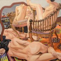 Philip Pearlstein TWO MODELS WITH HUNZINGER CHAIR AND MIRROR Painting - Sold for $54,400 on 11-15-2025 (Lot 279).jpg